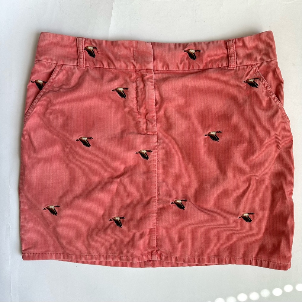 J. Crew Vintage Corduroy Coral Skirt with Duck Embroidery Size 10